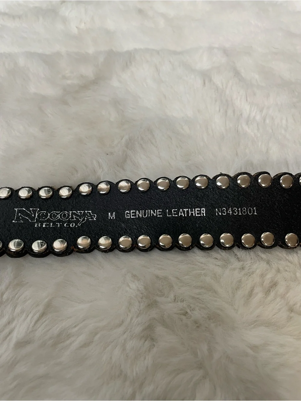 Harley-Davidson Black Leather Belt with Teal Crystal Buckle